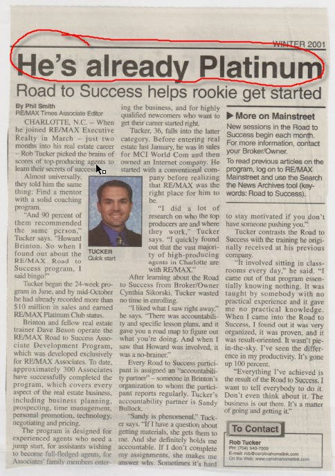 RE/MAX Already Platinum Article